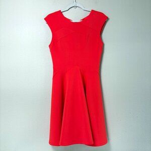 Ted Baker London Sew In Love Skater Dress‎ Size 2 US 6 Orange Cap Sleeve